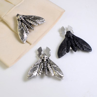 Penutup Kancing Retro Death Skull Moth untuk Kemeja, Penutup Kancing Kerah, Penutup Kancing Bor