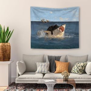Tapiz de Pared de Poliéster con Estampado Variado de Mapache y Caballo, Decoración de Pared Lavable a Máquina, Venta al Por Mayor - Product Image 3