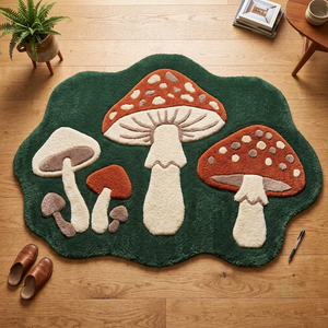 Hand Tufted Wool Mushroom <b>Rug</b> Forestcore Irregular Area <b>Rug</b> Cottagecore <b>Woodland</b> Carpet Nature Inspired Decor for Nursery Bulk - Product Image 1