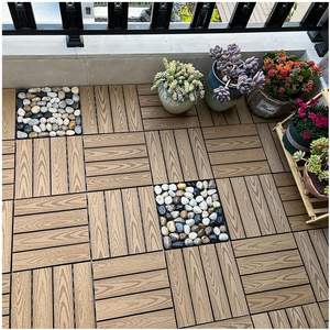 Baldosas de terraza entrelazadas de WPC impermeables de alta calidad, baldosas de compuesto de madera y plástico para exteriores con grano de madera 3D - Product Image 4