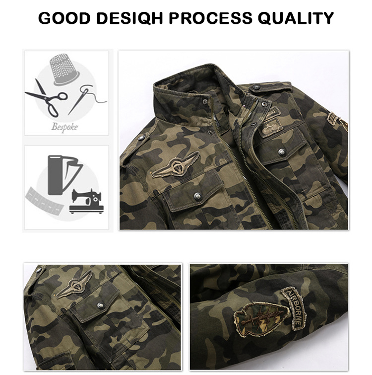 Men's Fashion Jacket 100% Cotton Camouflage Print Loose Fit Casual Street Wear with Stand Collar Canvas Fabric · image 5