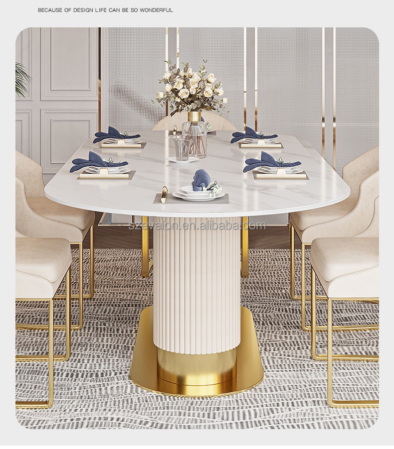 高級イタリア大理石ダイニングテーブルセットホテル用6つのモダンな