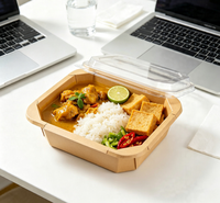Boîte alimentaire carrée en papier kraft imperméable, vaisselle jetable en papier pour le camping et les pique-niques, vente en gros