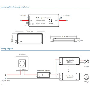 1CH * 2A 100-240VAC Alta sensibilidad <span class=keywords><strong>Mini</strong></span> NTC Supresor de corriente contra sobretensiones para proteger AC Phase Cut Triac Dimmer o interruptor - Product Image 3