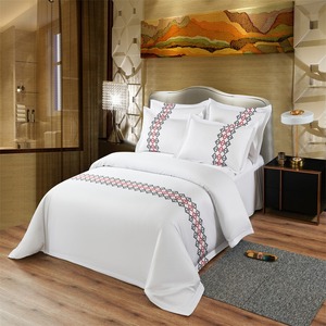 Parure de lit 4 pièces en pur coton tissé coloré, qualité hôtelière 5 étoiles, respirante, toutes saisons, personnalisable, pour maison d'hôtes - Product Image 4
