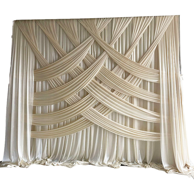 10x10FT Wedding Curtains Set Backdrop Gold Party Event Decoration Ice Silk Backdrop Curtain