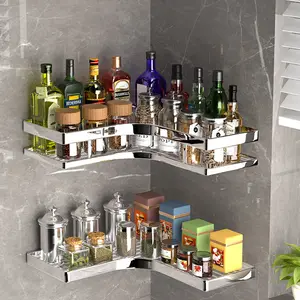 Bathroom Stainless steel No drilling wall corner shelf organizer shower basket