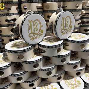 Mini tambourin de 10 cm (4 pouces) personnalisé pour mariage, église, fête, cadeau, tambourin à main, instrument de musique - Product Image 4