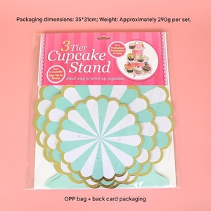 Soportes Ecológicos <span class=keywords><strong>de</strong></span> Cartón <span class=keywords><strong>de</strong></span> 3 Niveles para Pasteles, Postres y Repostería, Desechables para Baby Shower, Té <span class=keywords><strong>de</strong></span> la Tarde, <span class=keywords><strong>Bautizo</strong></span> - Product Image 6