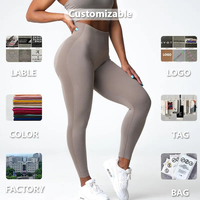 Ensemble de leggings de sport et yoga sans couture, taille haute, effet push-up fessier, personnalisable, neuf et de haute qualité