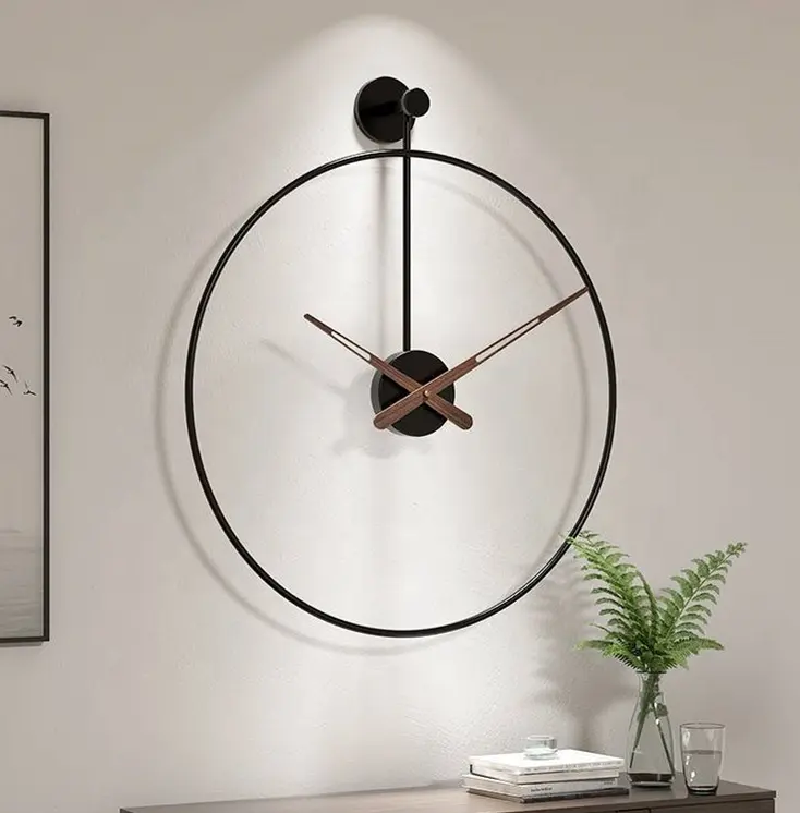 Spain Minimalist Walnut Wall Clocks Nordic Living Room Large Double Hoop Wall Clock Home Decor