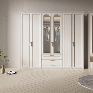 Mueble de Dormitorio Personalizable de Estilo Francés con Capacidad Ajustable, Gabinete de Pared Plano de MDF Resistente para Dormitorio de Hotel, Villa o Sala de Estar - Product Image 1