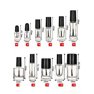 Bouteilles de vernis à ongles en verre transparent en gros, tailles 3ml, 5ml, 10ml, 15ml, avec flacon vide et pinceau applicateur - Product Image 5