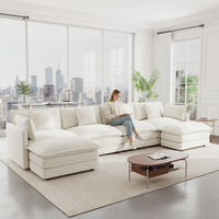 Sofá Modular en Forma de U de Lujo, Sofá Reversible en Forma de U, Chaise Longue Grande de Chenilla, Otomanas Dobles Extra Grandes