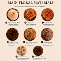 Guirlande de table florale en soie pré-assemblée, tons terre, effet cascade, prête à l'emploi, chemin de table floral personnalisé pour la décoration de mariages, banquets et événements