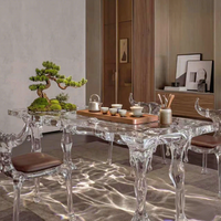 Table basse et table à thé personnalisables haut de gamme en cristal synthétique transparent, style luxe léger, pour salon et mobilier de maison