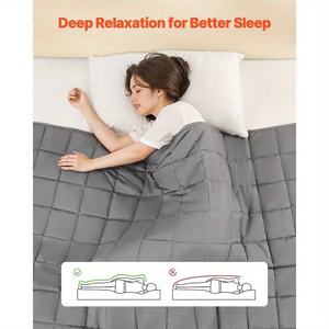 تبريد حجم كوين 15 رطل مبطن بطانية علاج مرجحة تنفس 60 × 80 بوصة للمنزل رحلة طائرة السفر استخدام الفندق - Product Image 2