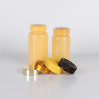 Flacon de pilules en PET transparent jaune de 120 cc 150 cc sans BPA avec logo personnalisé, flacon de complément alimentaire, flacon de vitamines en plastique