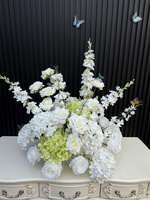 Pièce maîtresse de table de mariage de luxe artificielle 60cm boule de fleur d'hortensia rose blanche pour la décoration d'entrée de table d'événements de mariage