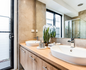 2025 Modern Custom Hotel Design <b>Bathroom</b> Vanities Wholesale Waterproof Melamine Board Lacquer Door Washroom <b>Cabinets</b> Apartment - Product Image 2