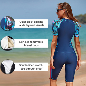 Traje de Baño de Una Pieza con Protección Solar UPF 50+, Manga Larga, Cierre Frontal, Diseño Estampado, Corte Regular, Secado Rápido, para Mujer - Product Image 2
