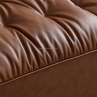 112087 Quanu Nouveau design, style vintage, canapé pouf compact en cuir véritable marron pour salon