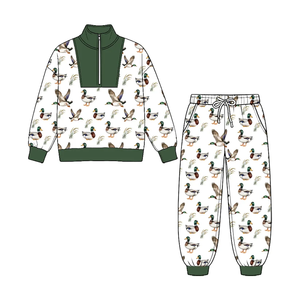 Ensemble de vêtements de chasse pour bébés garçons, pull à fermeture éclair à carreaux avec poches, tenue d'automne - Product Image 3