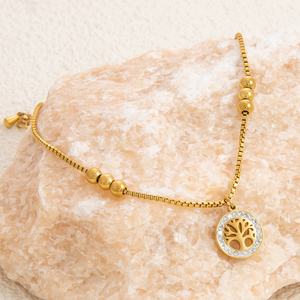 Chaîne de cheville creuse pour femme, style rétro vintage, étanche, en acier inoxydable plaqué or 18 carats, accessoire de mode - Product Image 2