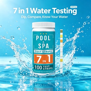 Kit de test d'eau SPA et piscine 7-en-1 personnalisable OEM, bandelettes de test d'eau multiparamètres pour spa et piscine, 100 bandelettes - Product Image 2