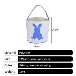 Cesta de Pascua al por Mayor con Diseño de Conejito, Cesta de Plástico para Huevos de Pascua con Animal de Peluche - Product Image 3