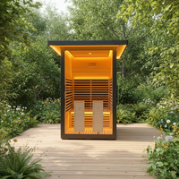 Sauna extérieur au design moderne, infrarouge à spectre complet, faible EMF, sauna de jardin pour 2 personnes, à vendre