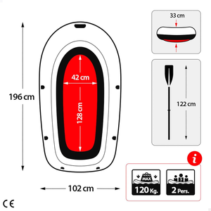 Kayak gonflable pliable pour 2 personnes 2025 – Kayak portable, durable et économique pour la pêche en mer et les excursions, avec accessoires de pagaie - Product Image 2