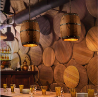 Luminaire suspendu en forme de baril en bois de style industriel rétro pour bars, décoration intérieure