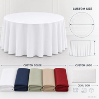 Mantel Redondo Blanco al por Mayor, 240GSM, Poliéster Hilado MJS, para Uso Comercial en Hoteles, Restaurantes y Bodas, Tamaño Personalizado