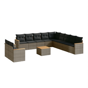 Conjunto de Sofás de Jardín de Ratán Moderno, Muebles de Exterior para 10 Personas, Color Gris Oscuro, Diseño Contemporáneo - Product Image 1