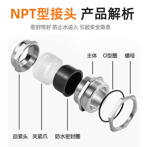 Indetech Stainless Steel NPT <b>Cable</b> Gland 10mm IP65 <b>Waterproof</b> Threaded Connector for Ordinary <b>Cable</b> - Product Image 3
