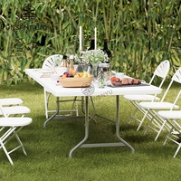 Table et chaises pliantes portables d'extérieur en gros, table de pique-nique rectangulaire pliable en plastique de 120 cm pour banquets