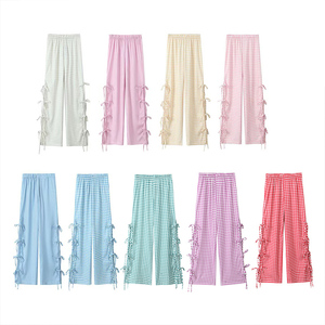 Quần Áo nữ 2025 thu mới thời trang quần nơ nhiều ren quần nữ phong cách co giãn Cạp giữa giản dị Retro - Product Image 1