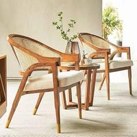 Fauteuil en rotin et bois massif pour salon, chambre, salle à manger, mobilier de maison, finition marron, siège d'appoint confortable