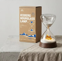 Lampe de décoration d'intérieur Hourglass rechargeable à commande tactile, intensité réglable, design moderne, montagne glacée, sable, minuteur 30 min, veilleuse LED