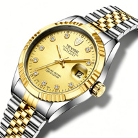 Montre mécanique automatique pour homme, montre mécanique à remontage automatique, 38 mm, cristal, diamant, acier inoxydable, montre de luxe pour hommes