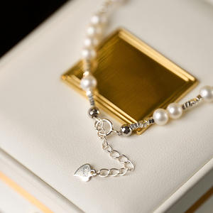 Zhuji White Butterfly Shell <b>Bracelet</b> Freshwater <b>Pearl</b> Bangle with Popular Xiaohongshu & Cat Broken <b>Silver</b> Layers Popular Item - Product Image 3