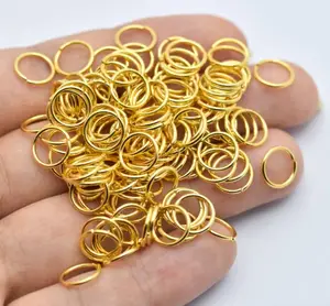 Anéis de pular em aço inoxidável, 8mm, 18k, brilhante, ouro, margarida, em formato de o, anéis, alças, conector banhado a ouro, busca anéis de pular para fabricação de jóias