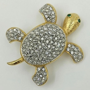 クリスタルゴールドグリーンXHO Chi Eta Phiタートルパーティーブローチ1932亜鉛合金ピンアクセサリーソロリティ & フラタニティウェディング & ギフト用 - Product Image 4