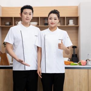 <span class=keywords><strong>Veste</strong></span> <span class=keywords><strong>de</strong></span> Chef d'été à Manches Courtes pour Restaurant et Bar, Uniforme <span class=keywords><strong>de</strong></span> <span class=keywords><strong>Cuisine</strong></span> pour Hôtel, <span class=keywords><strong>Veste</strong></span> <span class=keywords><strong>de</strong></span> Chef Bleu Clair - Product Image 4