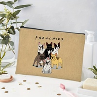 Sac de maquillage personnalisé avec motif de bouledogue français, sac de rangement de voyage pour articles de toilette, pochette cosmétique, cadeau pour enterrement de vie de jeune fille