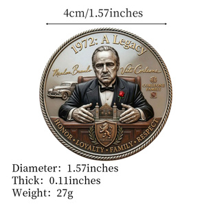 Moneta Commemorativa in Metallo a Tema Il <span class=keywords><strong>Padrino</strong></span> 1972 con Immagine di Marlon Brando, Regalo da Collezione per l'Onore della Famiglia - Product Image 4