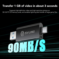 Lecteur de cartes SYONG USB 2.0 Type C SD TF 2 ports, lecteur de cartes mémoire double interface pour ordinateur portable et téléphone