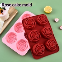 Cetakan Kue Silikon Bentuk Mawar 6 Lubang ZT X-01, Food Grade, Aman untuk Oven, Mudah Dilepas, Alat Panggang untuk Es Krim, Puding, Jelly