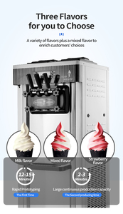Máquina de Hielo Comercial Automática de Sobremesa 25-28L/H, 3 Sabores, para Yogur y Helado Suave, Venta al por Mayor - Product Image 6